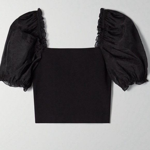 Aritzia Wilfred Puff Sleeve Top Black - Picture 3 of 3